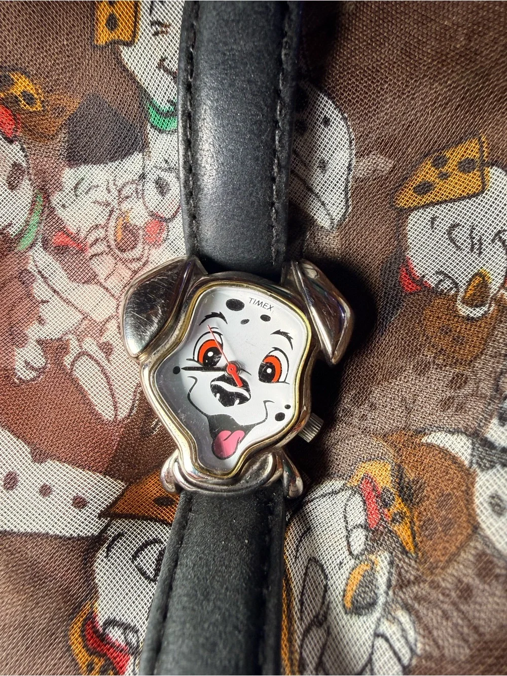 Vintage Disney 101 Dalmatian Print Scarf with Dalmatian Face Watch